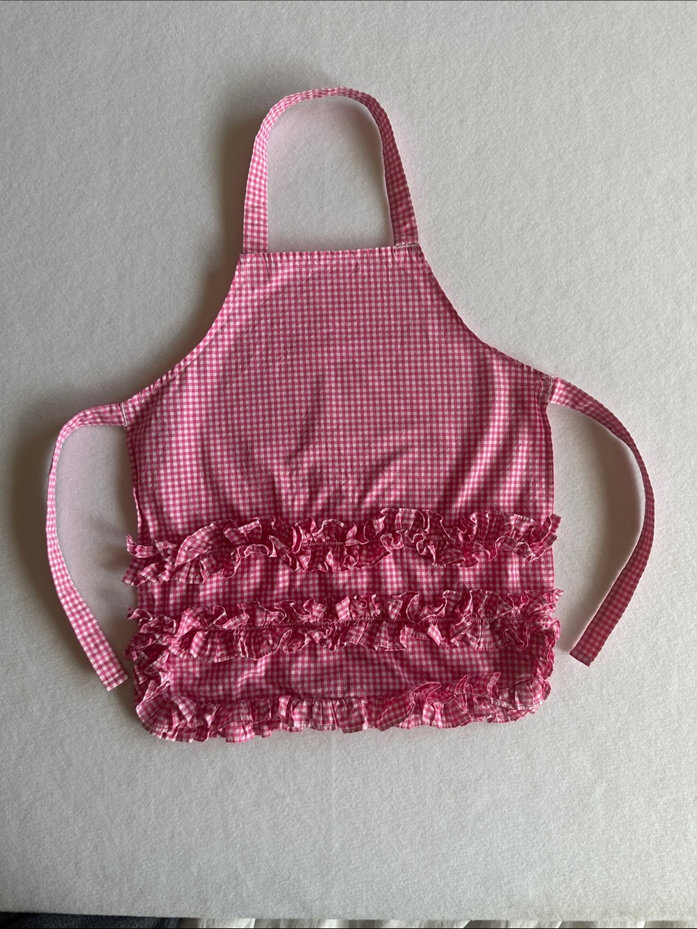 Pottery Barn Kids Pink Gingham Ruffle Apron
